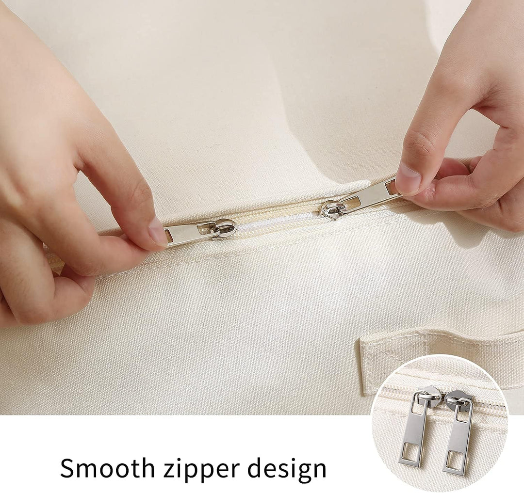 Vászon Ruhatároló Szervező Készlet – Kétirányú Cipzáras Táska Fogantyúkkal és Ablakkal