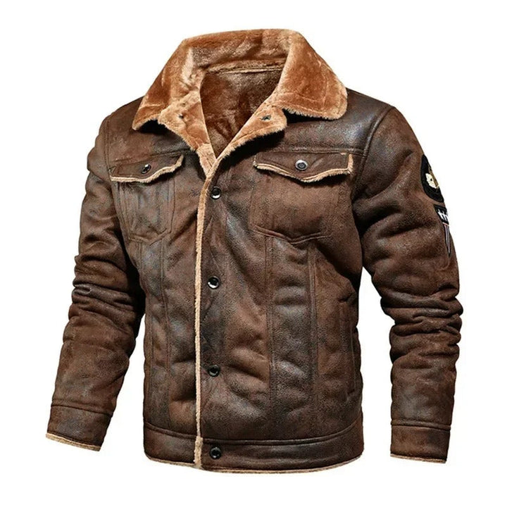 Luxus oversized bőrkabát velúr béléssel - Victor
