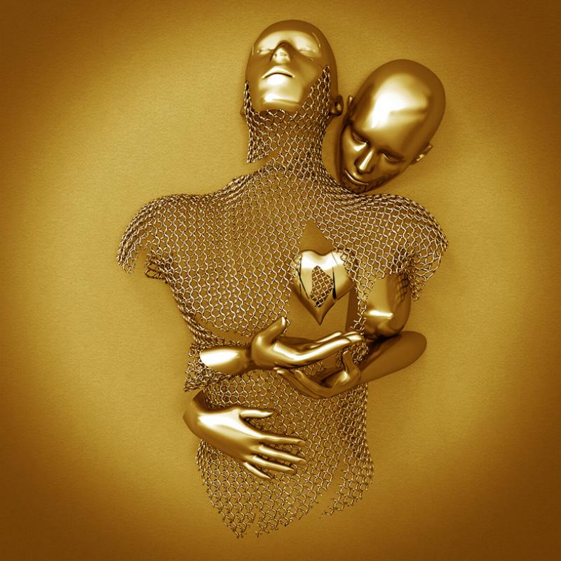 Szerelmes vászon fém figurával - AmorArte