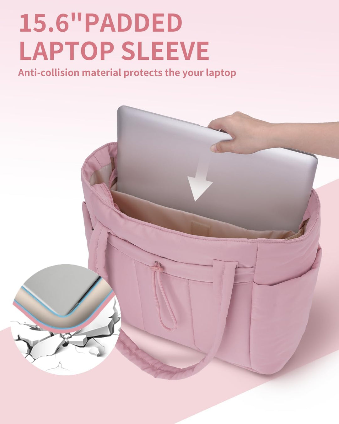 Varrt pufi táska pohártartóval és laptop rekesszel utazáshoz és munkához