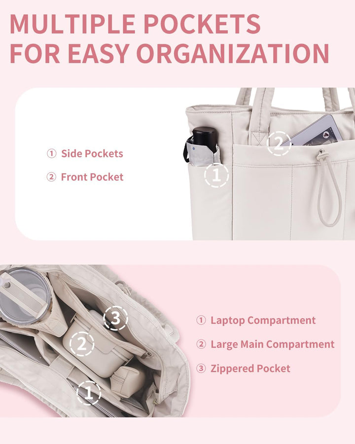 Varrt pufi táska pohártartóval és laptop rekesszel utazáshoz és munkához