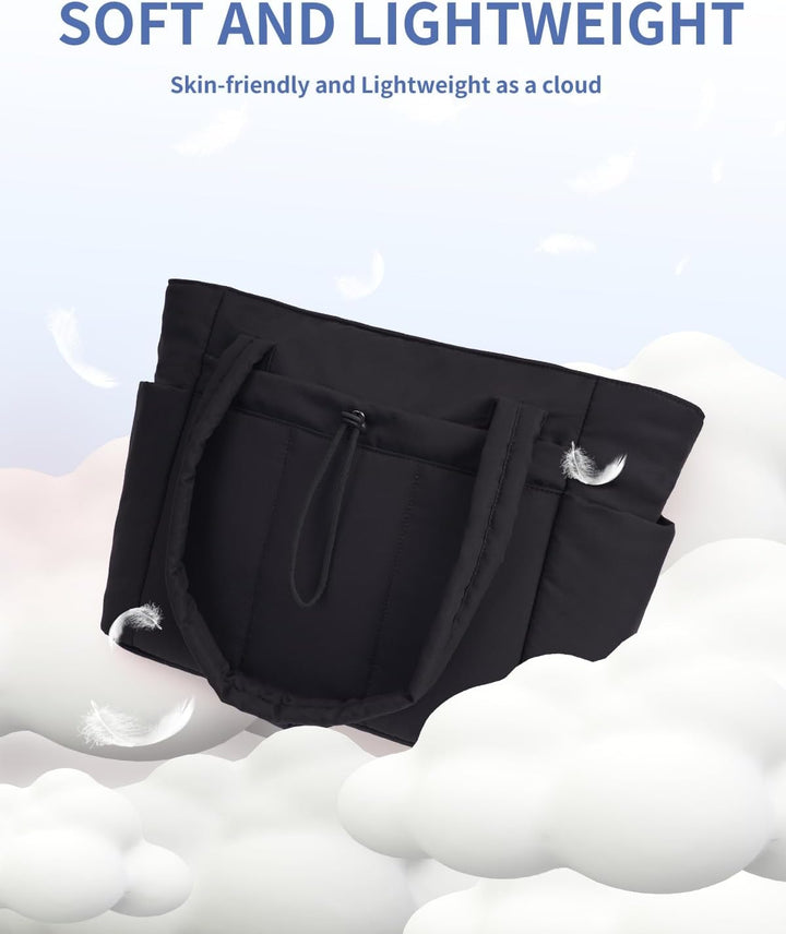 Varrt pufi táska pohártartóval és laptop rekesszel utazáshoz és munkához