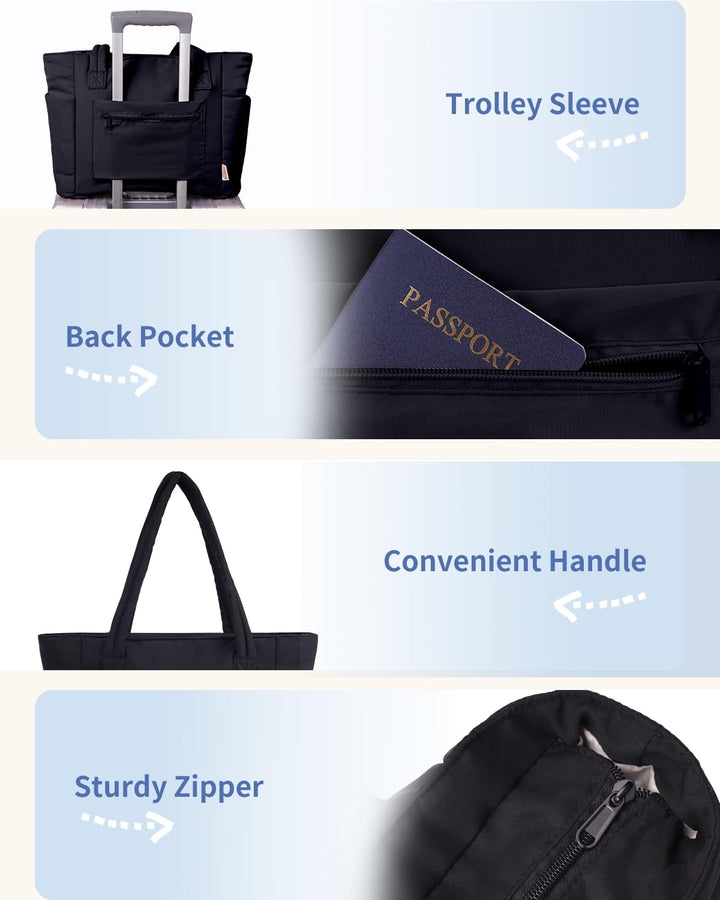 Varrt pufi táska pohártartóval és laptop rekesszel utazáshoz és munkához