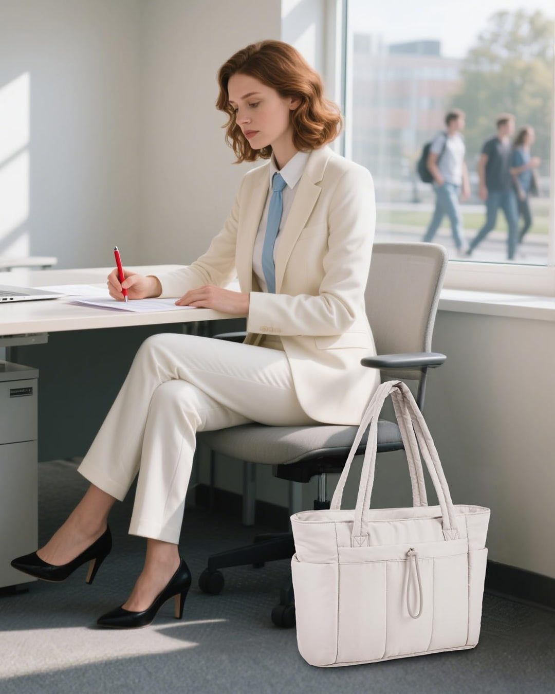 Varrt pufi táska pohártartóval és laptop rekesszel utazáshoz és munkához