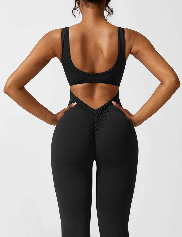 Vissza nélküli jumpsuit, széles szárú nadrággal – Liv