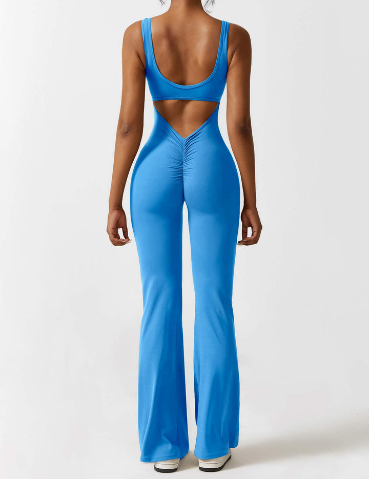 Vissza nélküli jumpsuit, széles szárú nadrággal – Liv