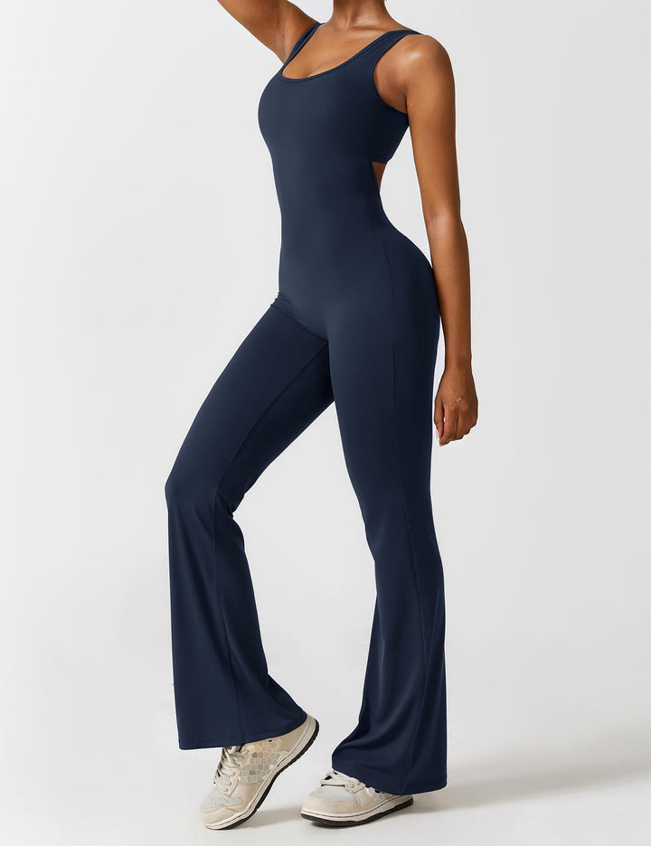 Vissza nélküli jumpsuit, széles szárú nadrággal – Liv