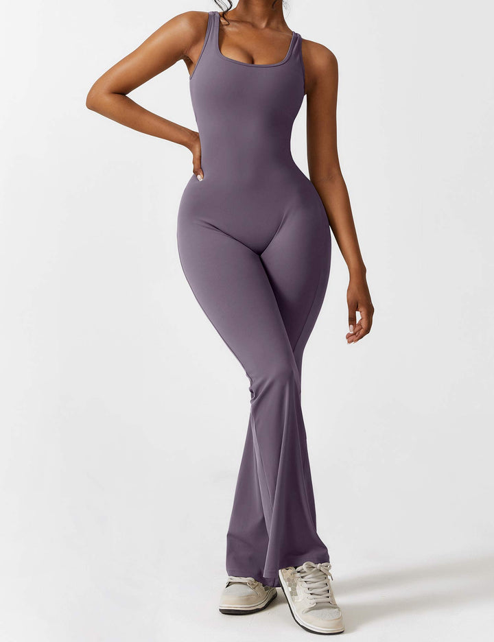 Vissza nélküli jumpsuit, széles szárú nadrággal – Liv