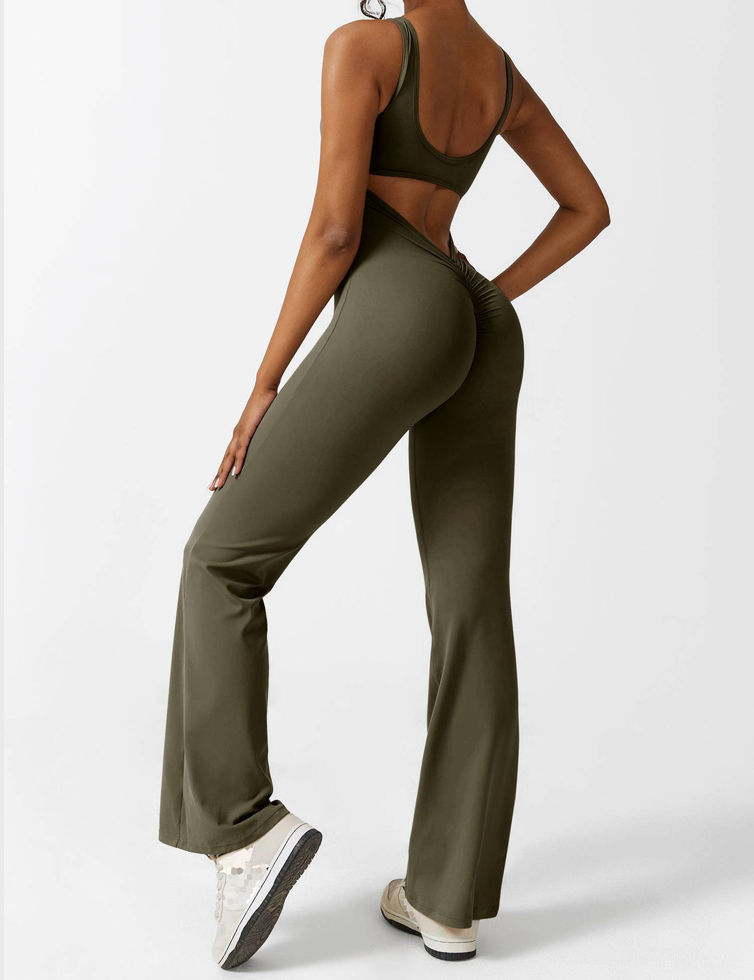 Vissza nélküli jumpsuit, széles szárú nadrággal – Liv