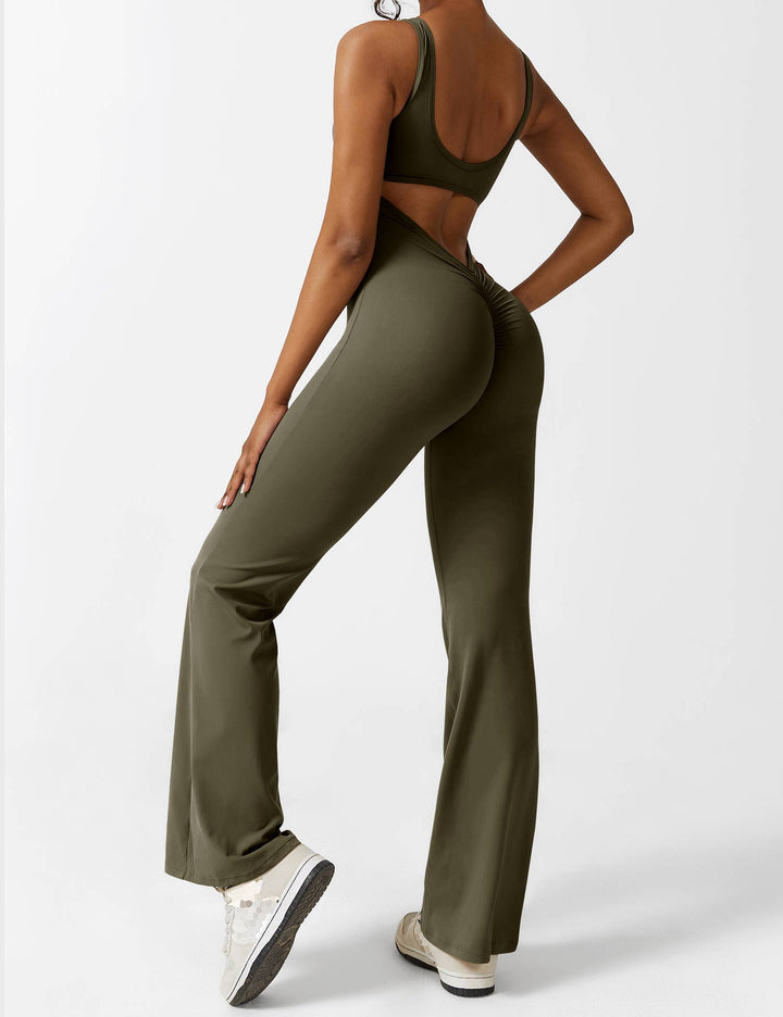 Vissza nélküli jumpsuit, széles szárú nadrággal – Liv