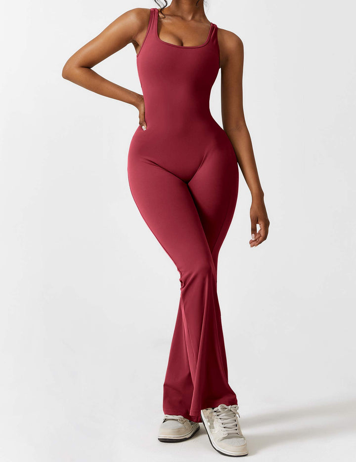 Vissza nélküli jumpsuit, széles szárú nadrággal – Liv