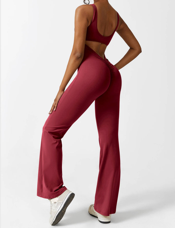 Vissza nélküli jumpsuit, széles szárú nadrággal – Liv