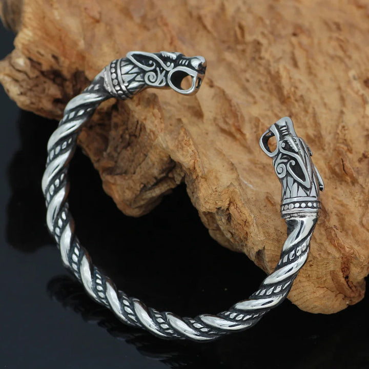 Skandináv Viking sárkány ezüst karkötő