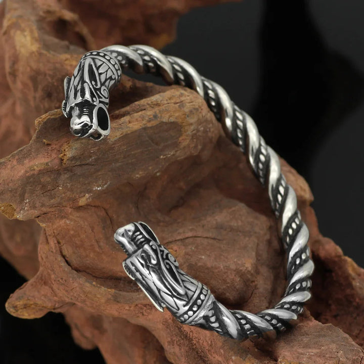 Skandináv Viking sárkány ezüst karkötő