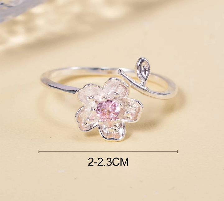Állítható 925 Sterling ezüst virágos nyitott gyűrű